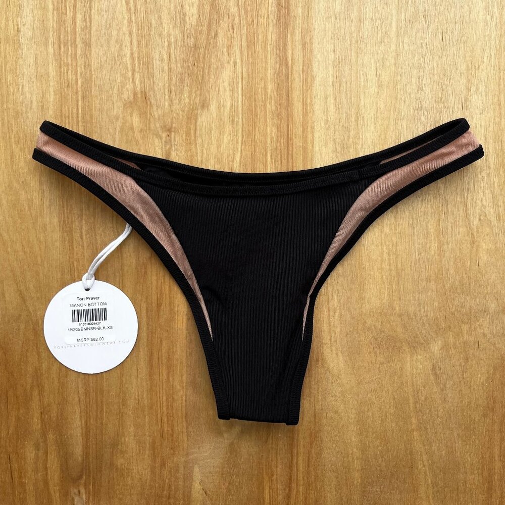 TORI PRAVER MANON BOTTOM Women’s Black Peach Lined Bikini Bottoms sz XS NWT - Picture 2 of 5